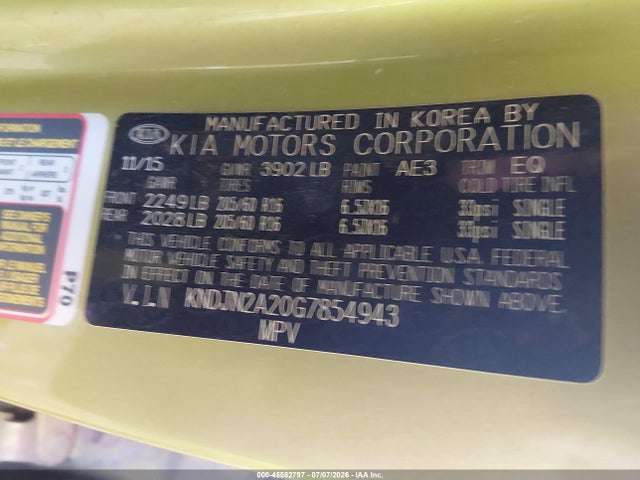 KIA Soul 2016 KNDJN2A20G7854943 Image 9