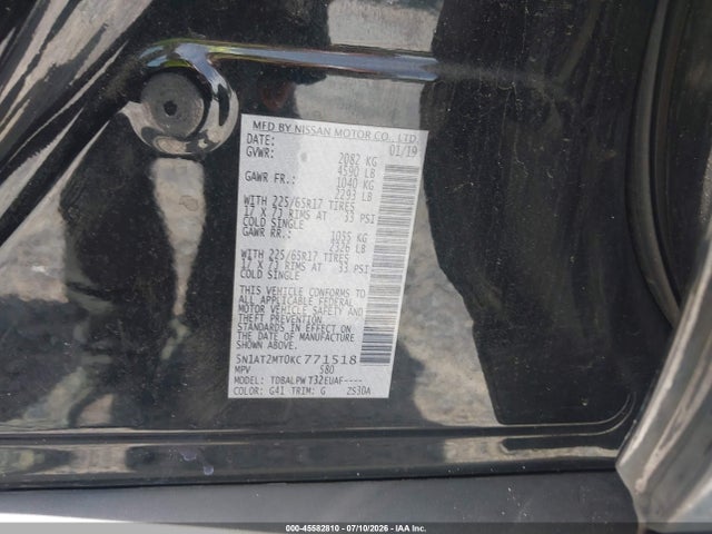Продаж на аукціоні авто 2019 Nissan Rogue S, vin: 5N1AT2MT0KC771518, номер лоту: 45582810