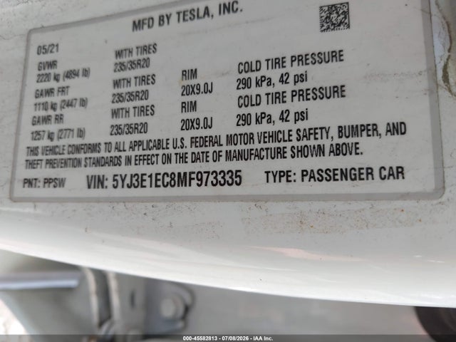 Tesla Model 3 Performance Dual Motor All-wheel Drive 2021 5YJ3E1EC8MF973335 Image 9