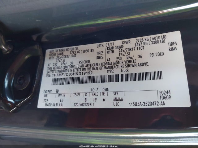 Ford F-150 Xl 2017 1FTMF1C86HKD19152 Image 9