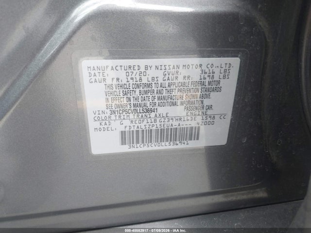Nissan Kicks Sv Xtronic Cvt 2020 3N1CP5CV0LL536941 Image 9