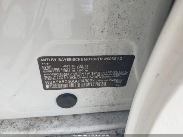 45582999 :رقم المزاد ، WBA5A5C56GG348097 vin ، 2016 Bmw 528i مزاد بيع