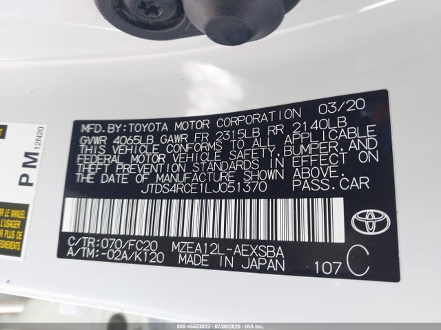 JTDS4RCE1LJ051370 Toyota COROLLA SE