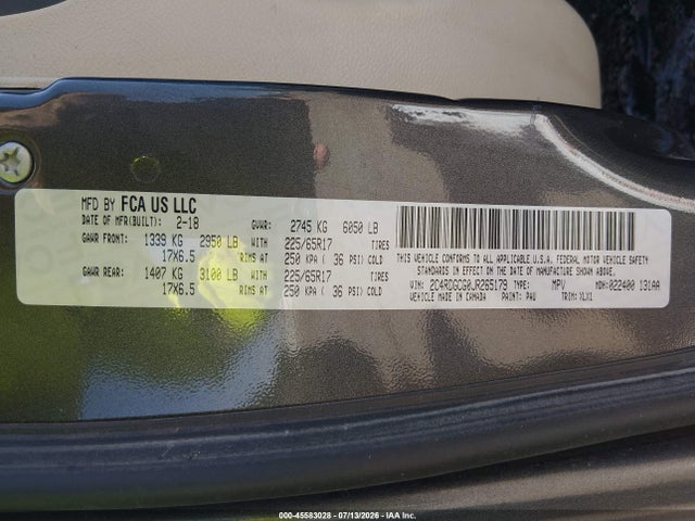 Dodge Grand Caravan Sxt 2018 2C4RDGCG0JR265179 Image 9