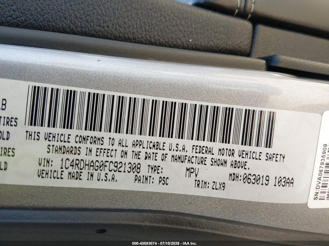 45583074 :رقم المزاد ، 1C4RDHAG0FC921308 vin ، 2015 Dodge Durango Sxt مزاد بيع