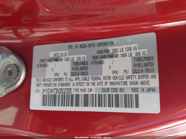 JM1NDAM73N0502306 Mazda Mx-5 Miata Rf Grand Touring