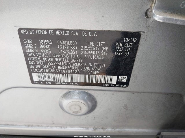 Honda HR-V LX 2019 3CZRU5H37KG704129 Image 9