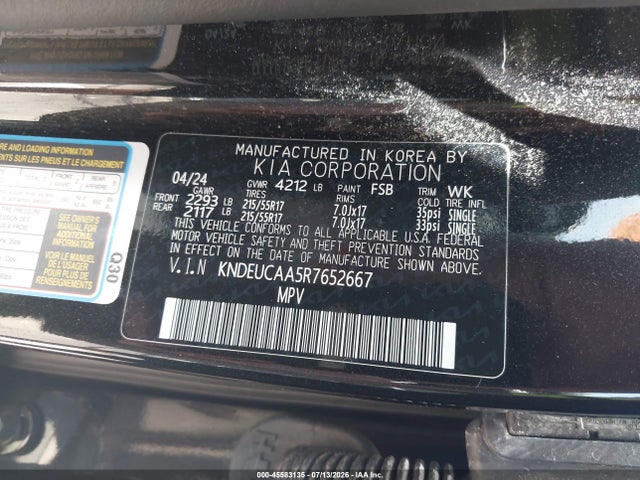 Aukcja sprzedaży 2024 Kia Seltos S, vin: KNDEUCAA5R7652667, numer aukcji: 45583135