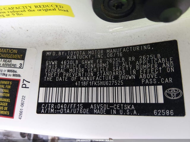 4T1BF1FK5HU627525 Toyota CAMRY SE