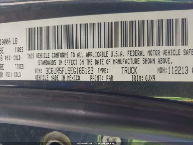 45583269 :رقم المزاد ، 3C6UR5FL5EG165123 vin ، 2014 Ram 2500 Laramie مزاد بيع