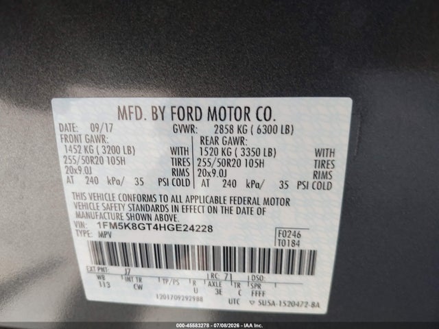 1FM5K8GT4HGE24228 Ford EXPLORER SPORT