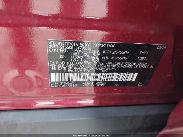Toyota Rav4 Limited 2020 JTMN1RFV3LD530163 Image 9