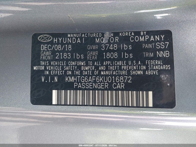 Продажа на аукционе авто 2019 Hyundai Veloster 2.0, vin: KMHTG6AF6KU016872, номер лота: 45583347