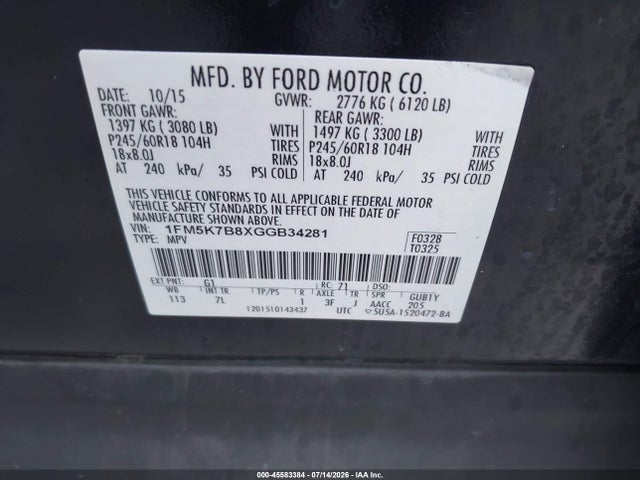 1FM5K7B8XGGB34281 Ford Explorer