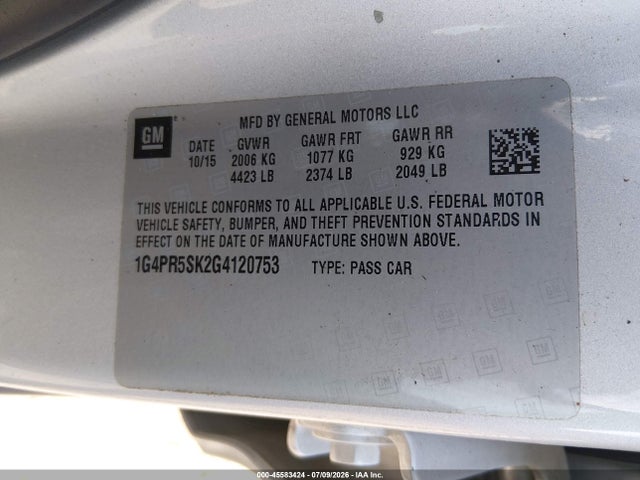 Aukcja sprzedaży 2016 Buick Verano Convenience Group, vin: 1G4PR5SK2G4120753, numer aukcji: 45583424