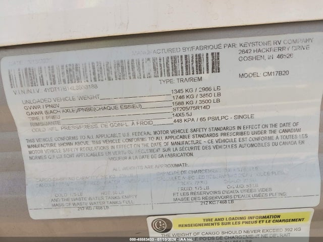 4YDT17B14L8938188 Coleman Other