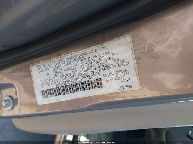 Aukcja sprzedaży 2002 Toyota Sequoia Limited V8, vin: 5TDBT48A82S131147, numer aukcji: 45583454