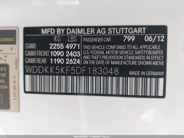 45583526 :رقم المزاد ، WDDKK5KF5DF183048 vin ، 2013 Mercedes-benz E 350 مزاد بيع