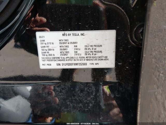 Продаж на аукціоні авто 2021 Tesla Model Y Performance Dual Motor All-wheel Drive, vin: 5YJYGDEFXMF252669, номер лоту: 45583536