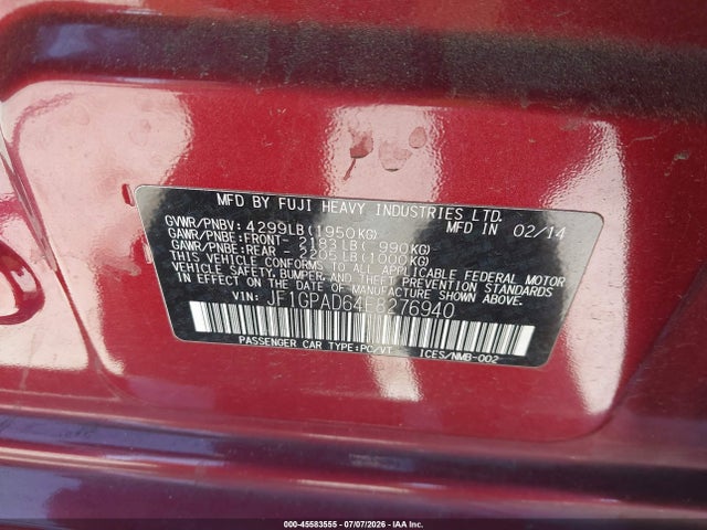 Subaru Impreza 2.0i Premium 2014 JF1GPAD64E8276940 Image 9