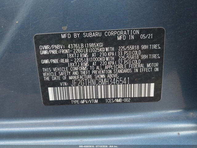Продажа на аукционе авто 2021 Subaru Crosstrek Limited, vin: JF2GTHNC8MH346541, номер лота: 45583616