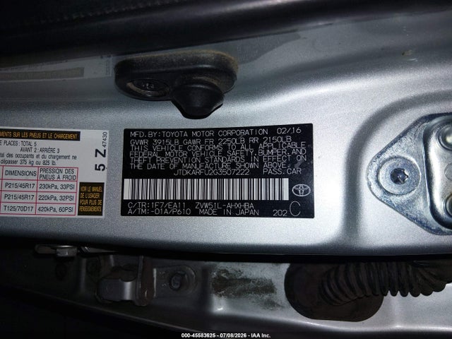 JTDKARFU2G3507222 Toyota Prius Three Touring