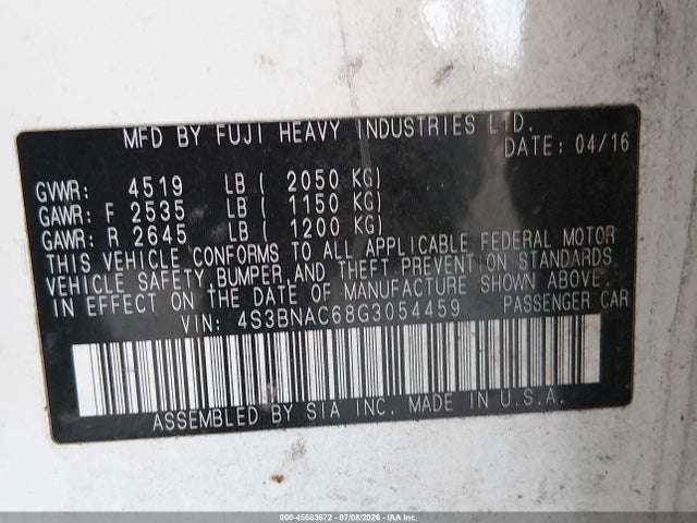 4S3BNAC68G3054459 Subaru Legacy 2.5i Premium