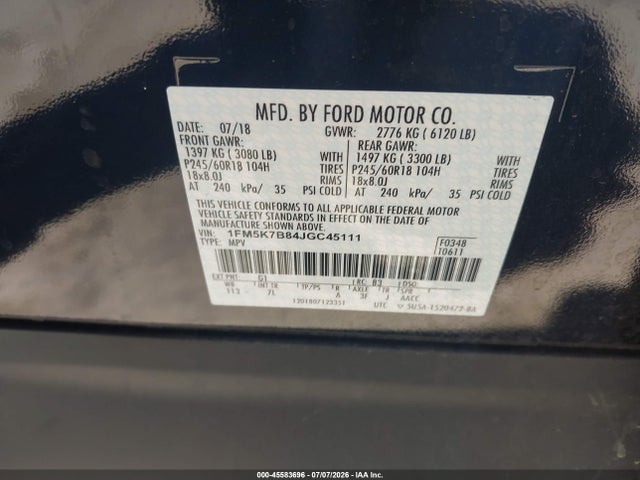 Ford Explorer 2018 1FM5K7B84JGC45111 Image 9