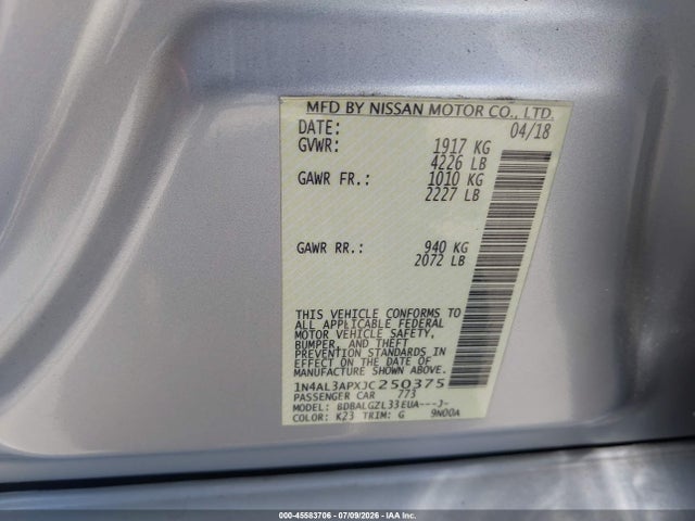 1N4AL3APXJC250375 Nissan Altima 2.5 S
