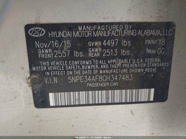 Продаж на аукціоні авто 2016 Hyundai Sonata Sport, vin: 5NPE34AF8GH347483, номер лоту: 45583713