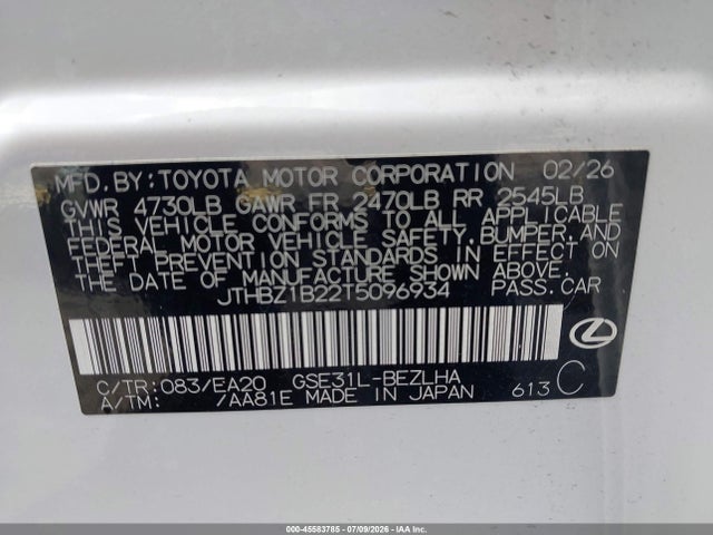 JTHBZ1B22T5096934 Lexus Is 350 F Sport Design