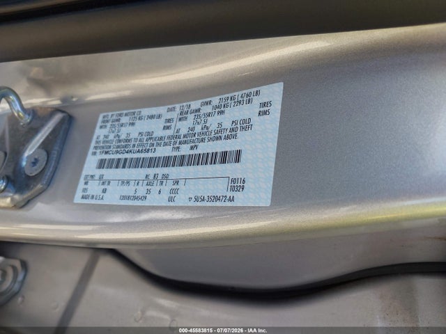 Aukcja sprzedaży 2019 Ford Escape Se, vin: 1FMCU9GD4KUA65813, numer aukcji: 45583815