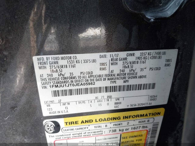 1FMJU1JT0JEA05982 Ford Expedition Xlt