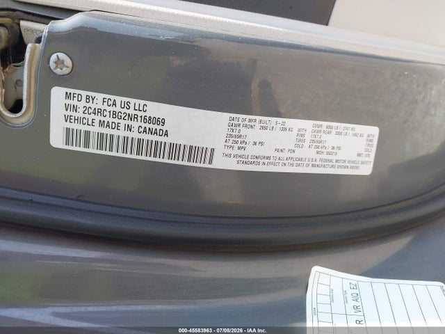 Chrysler Pacifica Touring L 2022 2C4RC1BG2NR168069 Image 9