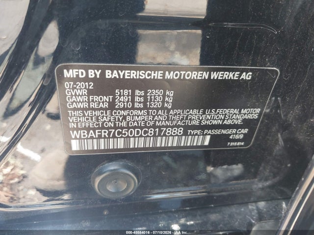 45584016 :رقم المزاد ، WBAFR7C50DC817888 vin ، 2013 Bmw 535i مزاد بيع