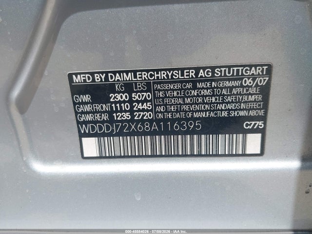 Aukcja sprzedaży 2008 Mercedes-benz Cls 550, vin: WDDDJ72X68A116395, numer aukcji: 45584026