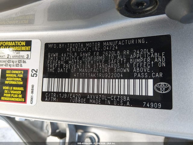 4T1T11AK1RU922004 Toyota CAMRY SE
