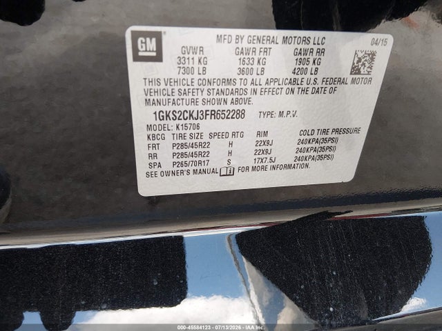 GMC YUKON DENALI 2015 1GKS2CKJ3FR652288 Image 9