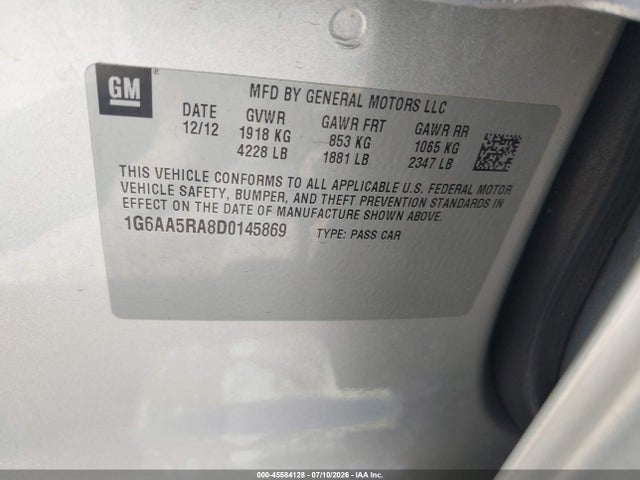2013 Cadillac Ats Standard მანქანა იყიდება აუქციონზე, vin: 1G6AA5RA8D0145869, აუქციონის ნომერი: 45584128