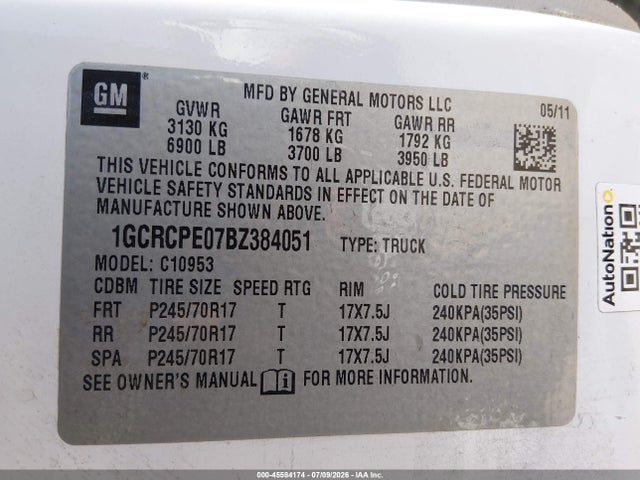 Продаж на аукціоні авто 2011 Chevrolet Silverado 1500 Work Truck, vin: 1GCRCPE07BZ384051, номер лоту: 45584174