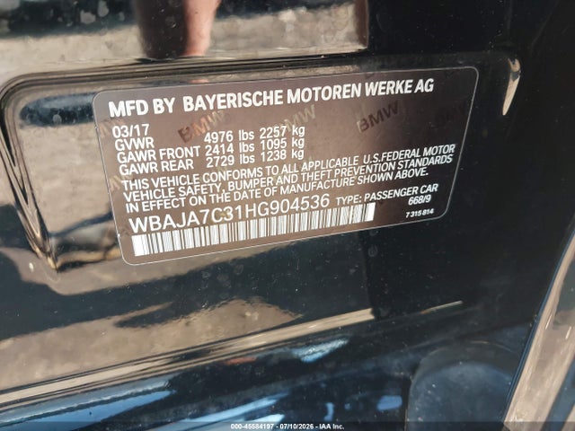 Продаж на аукціоні авто 2017 Bmw 530i Xdrive, vin: WBAJA7C31HG904536, номер лоту: 45584197