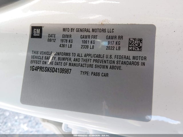 Продаж на аукціоні авто 2013 Buick Verano Convenience Group, vin: 1G4PR5SK6D4108987, номер лоту: 45584253