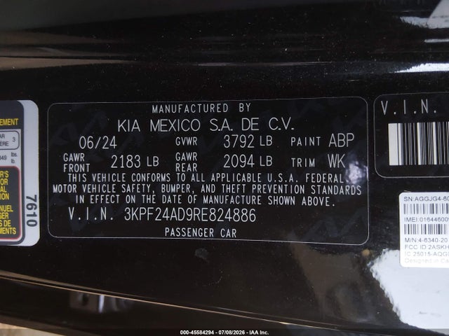 KIA Forte Lxs 2024 3KPF24AD9RE824886 Image 9
