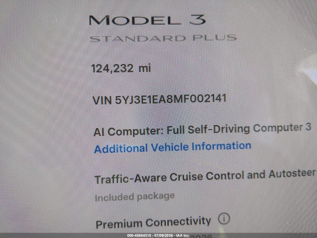 Продажа на аукционе авто 2021 Tesla Model 3 Standard Range Plus Rear-wheel Drive, vin: 5YJ3E1EA8MF002141, номер лота: 45584315