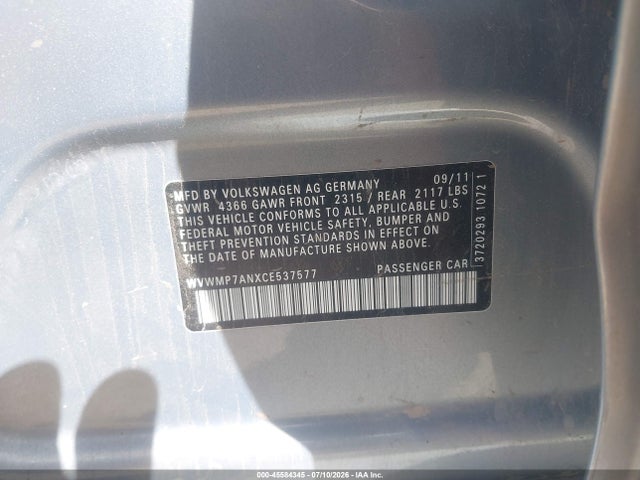 Продажа на аукционе авто 2012 Volkswagen Cc Sport/r-line, vin: WVWMP7ANXCE537577, номер лота: 45584345
