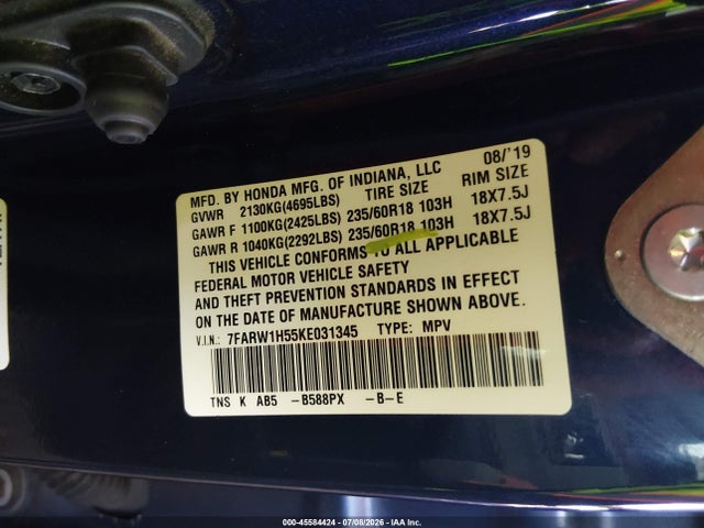 Honda CR-V EX 2019 7FARW1H55KE031345 Image 9