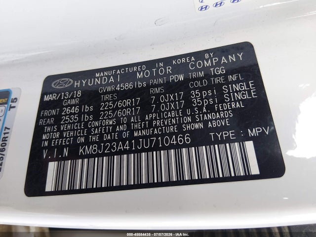 Hyundai TUCSON SE 2018 KM8J23A41JU710466 Image 9