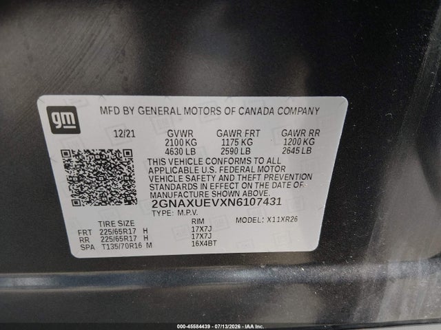 Chevrolet Equinox Awd Lt 2022 2GNAXUEVXN6107431 Image 9