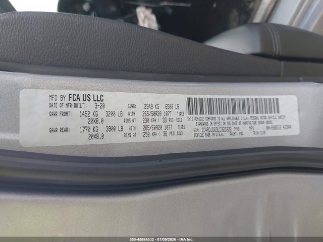 Aukcja sprzedaży 2020 Dodge Durango Gt Plus Awd, vin: 1C4RDJDG3LC325222, numer aukcji: 45584532