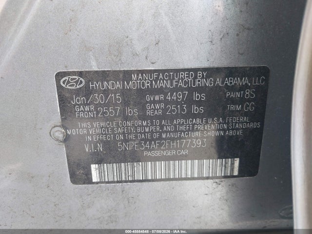 5NPE34AF2FH177393 Hyundai Sonata Sport